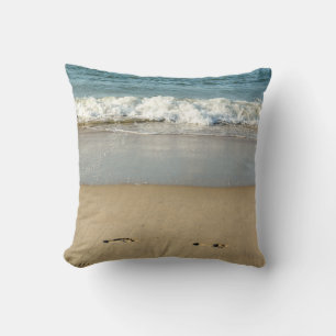 Wave and Footprints  - Throw Pillow