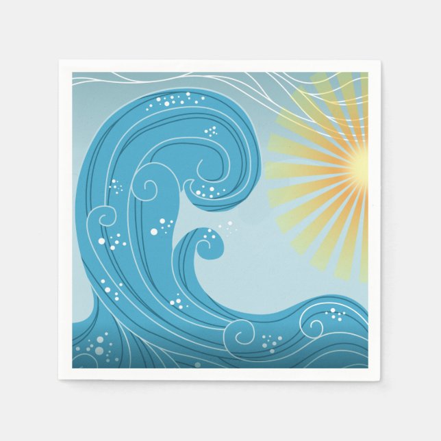 Wave and Sunshine Napkins (Front)