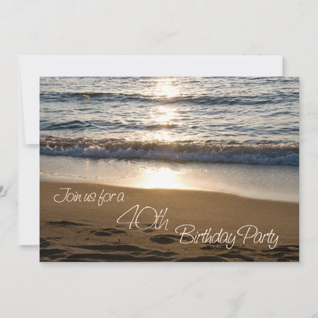 Wave at Sunset 40th Birthday Party Invitation Card (Front)