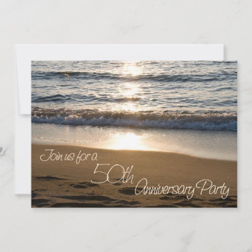 Wave at Sunset 50th Anniversary Invitation Card