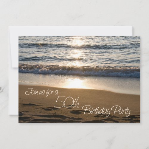 Wave at Sunset 50th Birthday Party Invitation Card