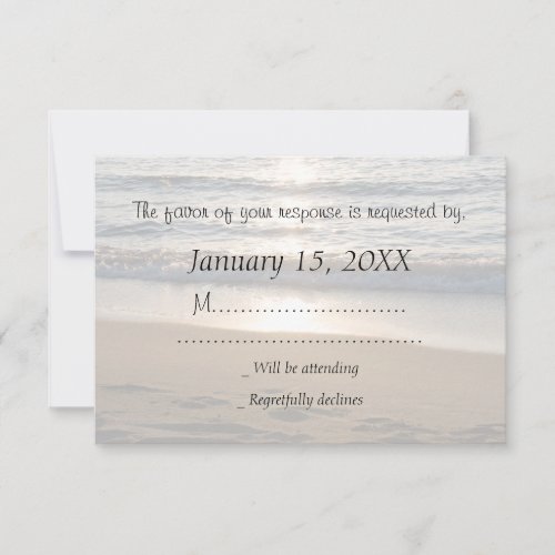 Wave at Sunset RSVP Wedding Card