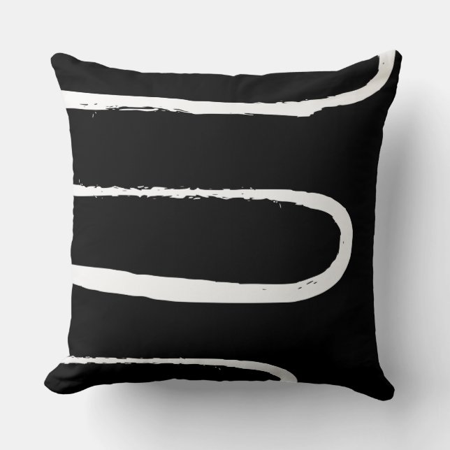 Wave Black and White Throw Pillow (Front)