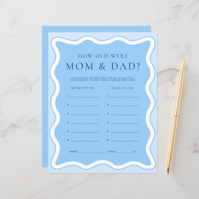 Wave Blue How Old Were Mom and Dad Photo Game (Front/Back In Situ)