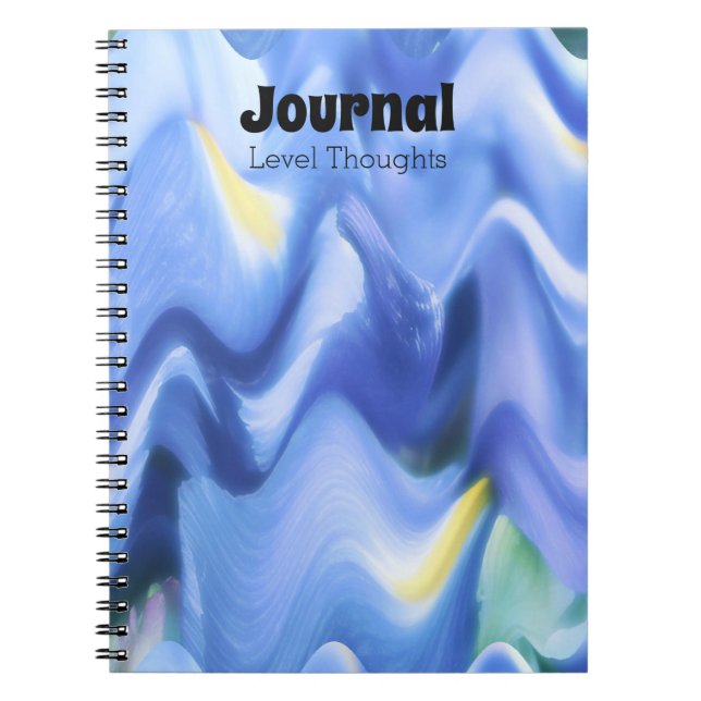 Wave Blues Abstract Chevron Stripe Journal (Front)