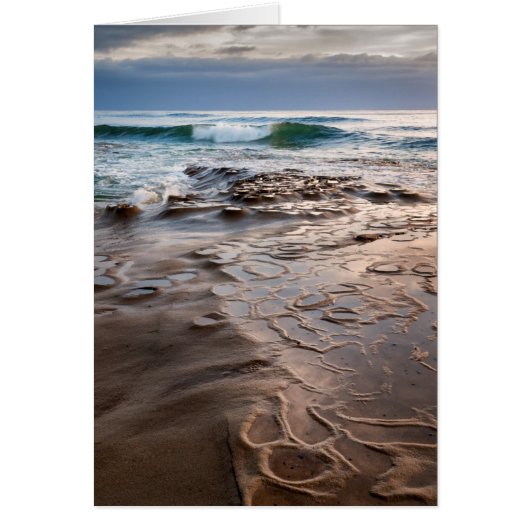 Wave breaking on beach, California Cards (Front)