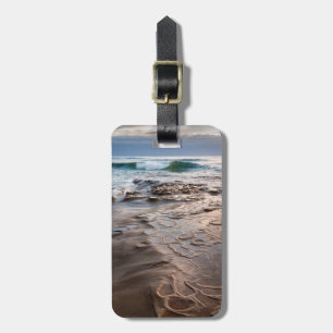 Wave breaking on beach, California Luggage Tag