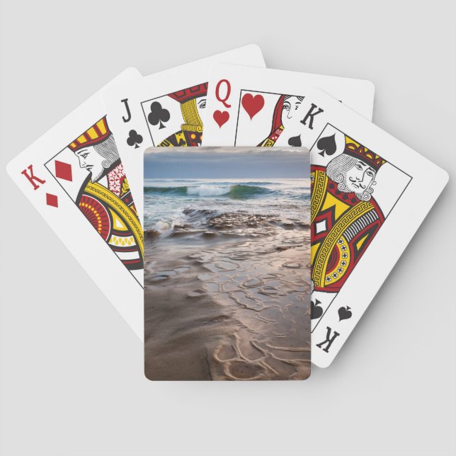 Wave breaking on beach, California Poker Cards (Back)