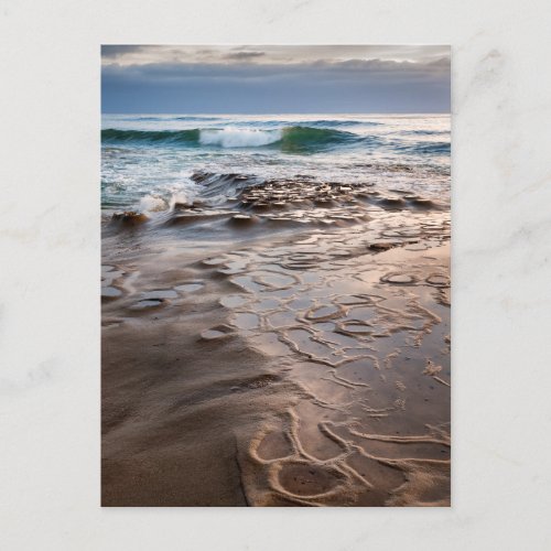 Wave breaking on beach California Postcard