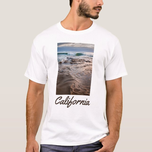 Wave breaking on beach, California T-Shirt (Front)