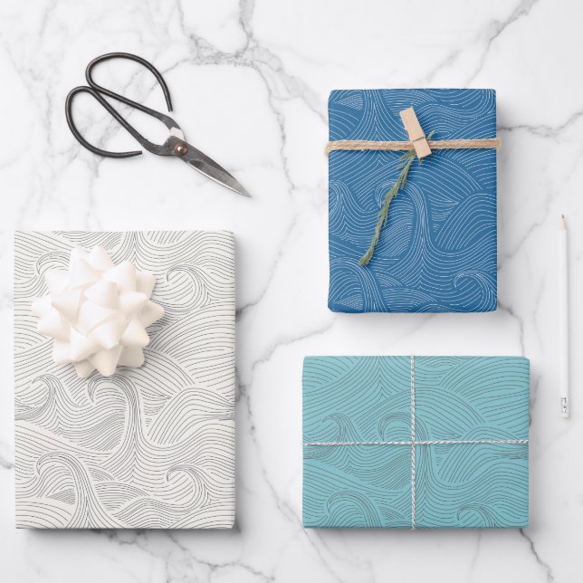 Wave Collection Wrapping Paper Sheets (Front)