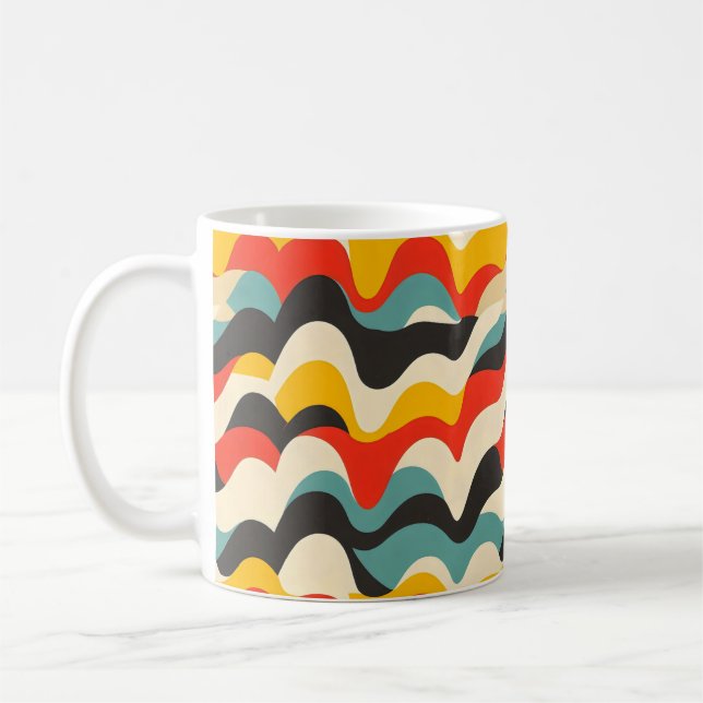 Wave Color Retro Pattern Coffee Mug (Left)
