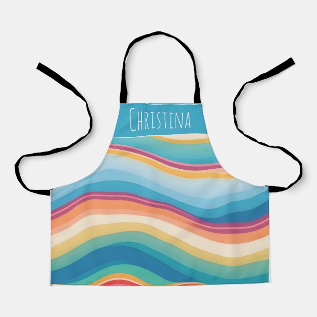 Wave Colorful Custom Personalized Pattern Apron (Front)
