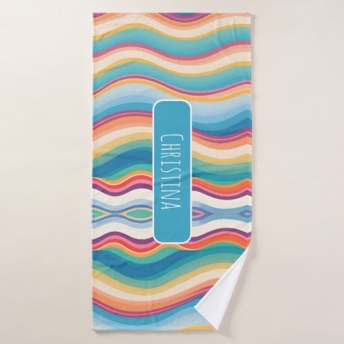 Wave Colorful Custom Personalized Pattern Bath Towel