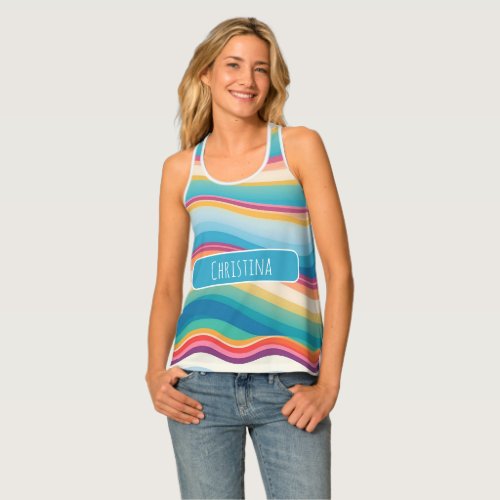 Wave Colorful Custom Personalized Pattern Tank Top