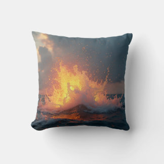 Wave crashing painting throw pillow