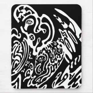 "Wave Creature" B&W abstract Art Mouse Pad