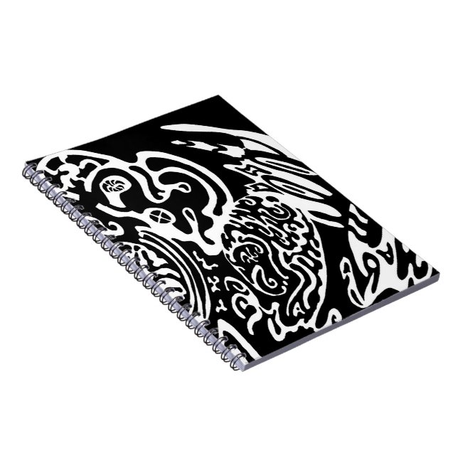 "Wave Creature" B&W abstract Art Notebook (Right Side)