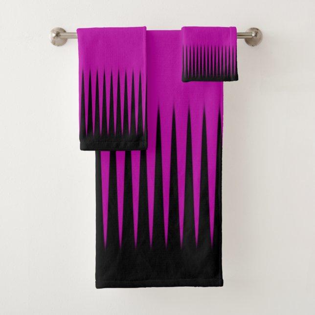 Wave Design Pink Bath Towel Set (Insitu)