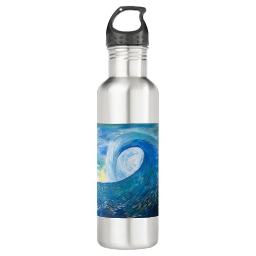 Wave Design Surf San Diego Beach Ocean Stainless Steel Water Bottle