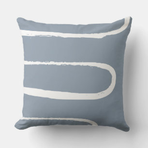 Wave Dusty Blue Throw Pillow