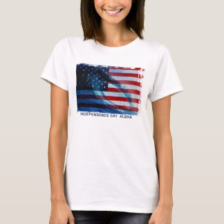 Wave Flag USA Ladies T-Shirts