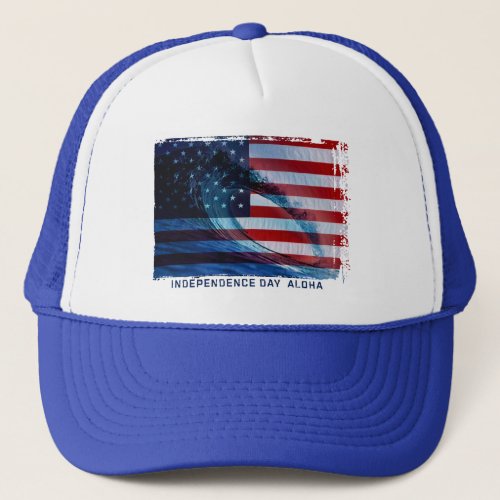 Wave Flag USA Trucker Hats