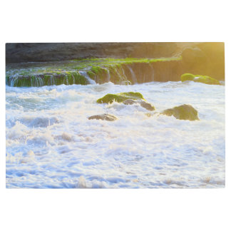 Wave Foam Reef Algae Beach Landscape Nature Photo Metal Print