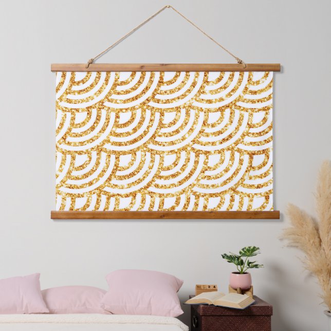 Wave Gold Sun Glitter Boho Popular Collection Hanging Tapestry (Bedroom)