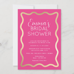 Wave Hot Pink Bridal Shower Invitation