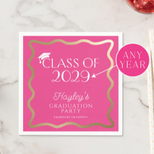 Wave Hot Pink Graduation Party Welcome Napkins