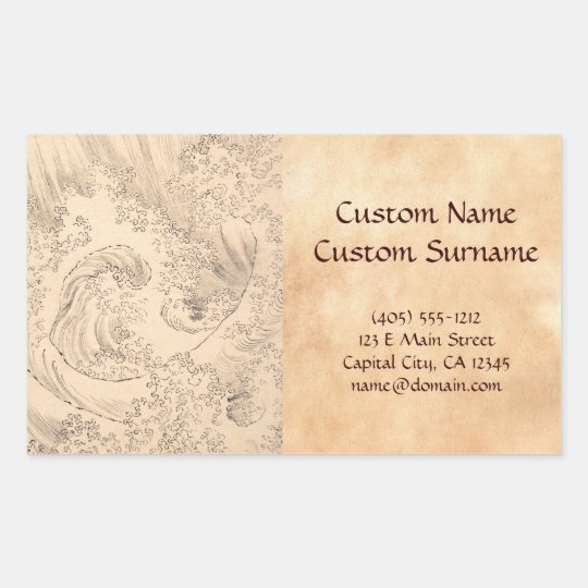 Wave Katsushika Hokusai vintage waterscape art Rectangular Sticker