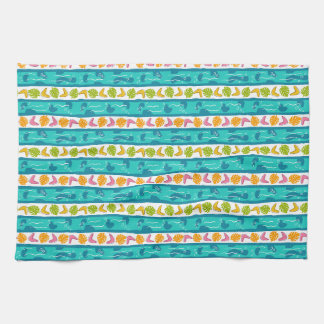 Wave Lengths Kitchen Towel in White