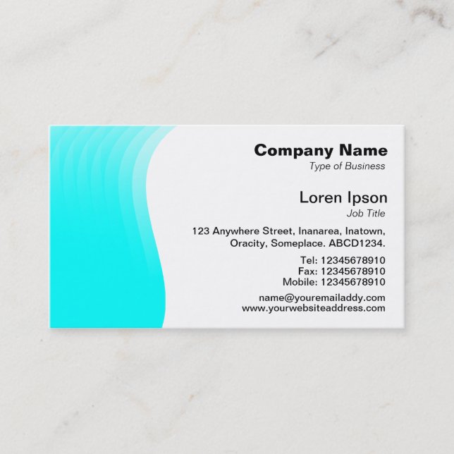 Wave Margin - Cyan Business Card (Front)