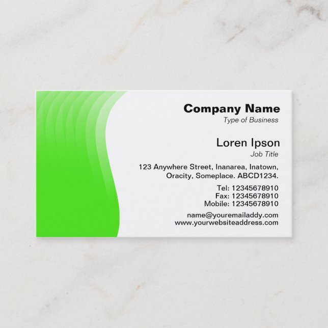 Wave Margin - Green Business Card (Front)