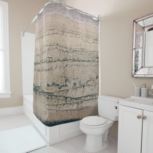 Wave Marks Patterns on Beach Sand Shower Curtain