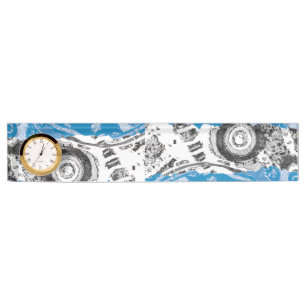 Wave Mechanism – Desk Nameplate with Clock 2" x 8"