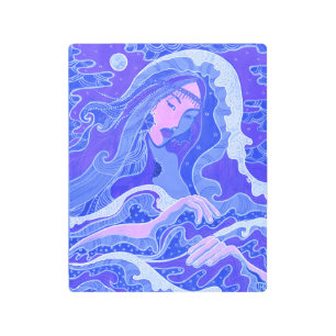 Wave, Mermaid, Fantasy Art Asian Girl, Blue & Pink
