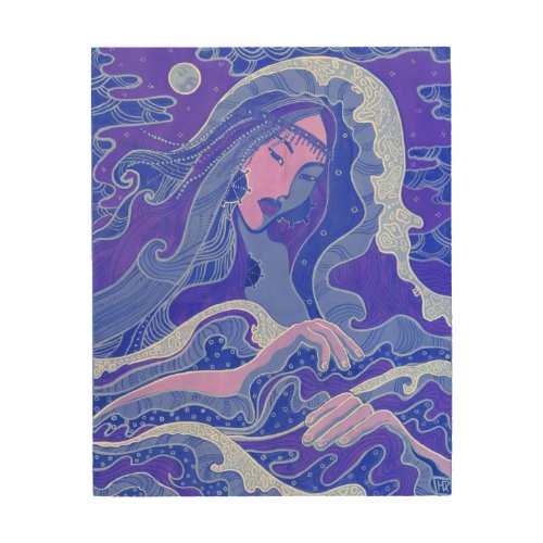 Wave Mermaid Fantasy Art Asian Girl Blue  Pink