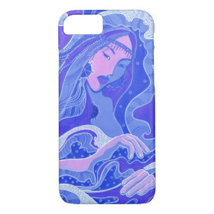 Wave, Mermaid, Fantasy Art Asian Girl, Blue & Pink iPhone 8/7 Case