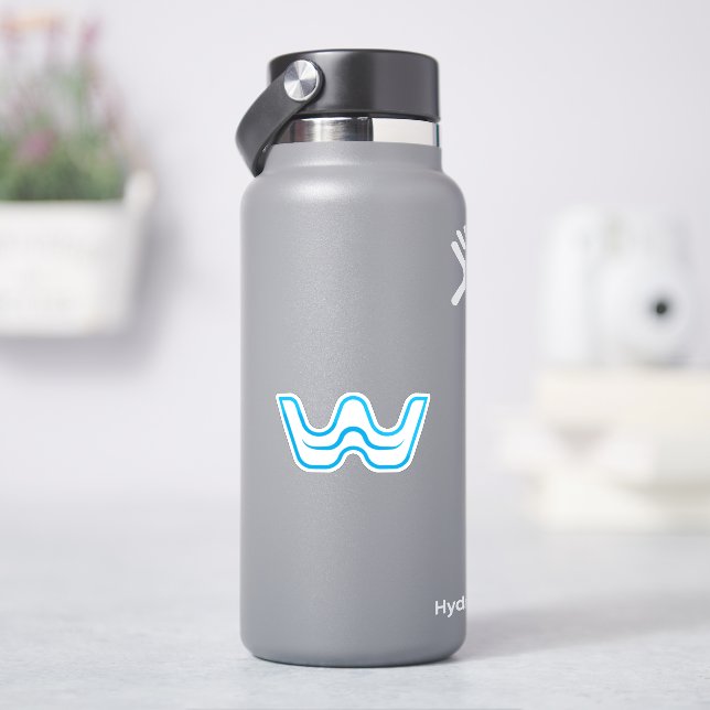 Wave Modern and Minimal Letter W Monogram Sticker (HydroFlask)