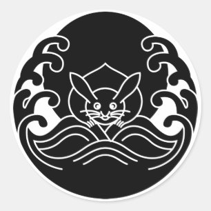 Wave moon rabbit classic round sticker