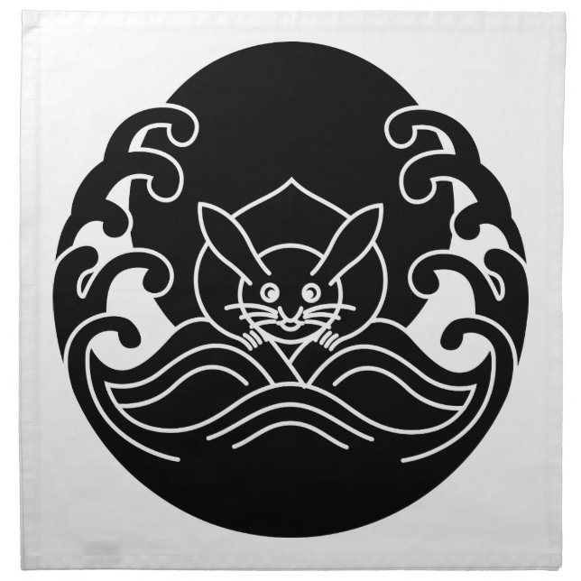 Wave moon rabbit cloth napkin (Front)