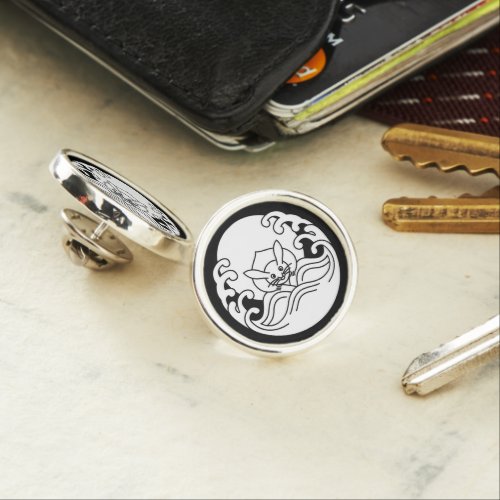 Wave moon rabbit lapel pin