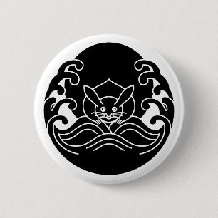Wave moon rabbit pinback button