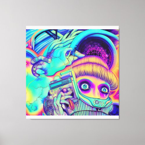 wave music the 80s styled Surreal landscape  Canvas Print
