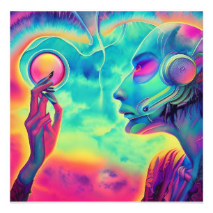 Wave music, the 80s styled Surreal landscape      Photo Print