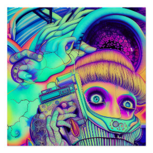 wave music, the 80s styled Surreal landscape   Poster