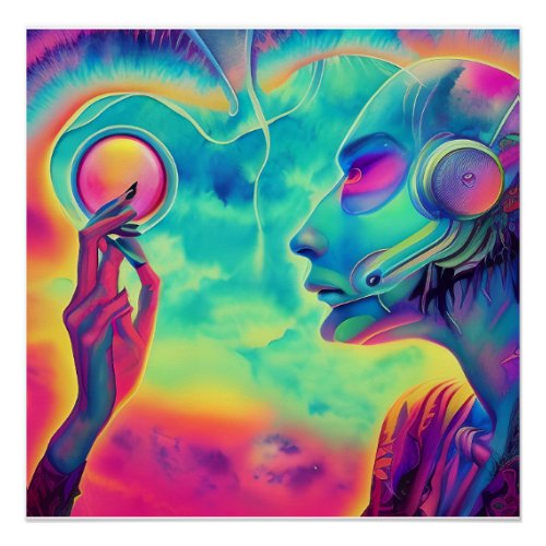 Wave music the 80s styled Surreal landscape    Poster
