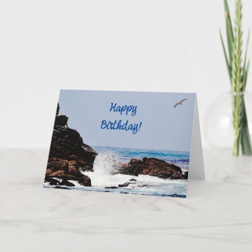 Wave Ocean Splash Art Birthday Card